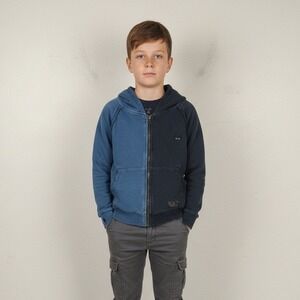 Munster Hoodie Kids 6 Full Zip Color Block Cotton Blue Navy Casual Mnstr